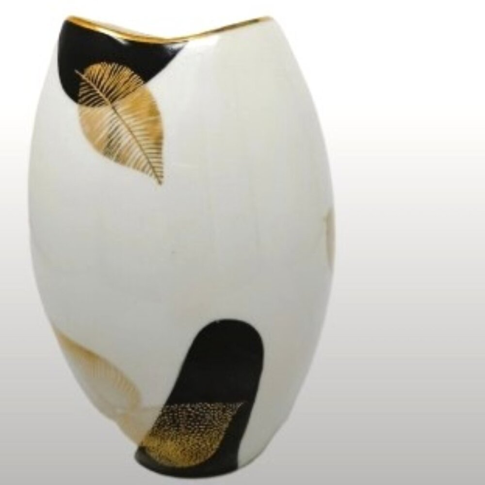 Winterling Bud Vase Gilded Leaves Vintage Porcelain 6 1/2" tall x 2 1/4"